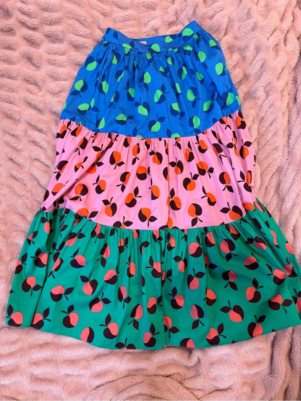kate spade Blue, Pink & Green Tiered Maxi Skirt